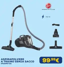 Euronics HOOVER ASPIRAPOLVERE A TRAINO SENZA SACCO HP120PET 011 offerta