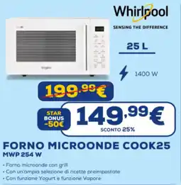 Euronics Whirlpool FORNO MICROONDE COOK25 MWP 254 W offerta