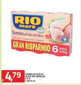 TuoDi Rio Mare Tonno in Olio di Oliva 80g x 6 offerta