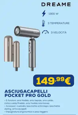 Euronics Dreame asciugacapelli pocket pro gold offerta