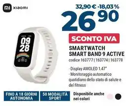 Sinergy Xiaomi smartwatch smart band 9 active offerta