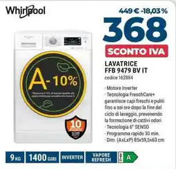 Sinergy Whirlpool LAVATRICE FFB 9479 BV IT offerta