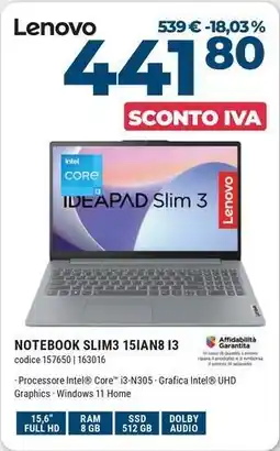 Sinergy Lenovo NOTEBOOK SLIM3 151AN8 I3 offerta