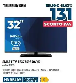 Sinergy TELEFUNKEN SMART TV TE32759B50V4D offerta