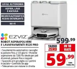 Comet Ezviz robot aspirapolvere e lavapavimenti RS20 pro offerta