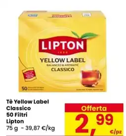 Despar Tè Yellow Label Classico 50 Filtri Lipton offerta