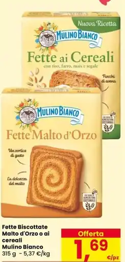 Despar Fette Biscottate Malto d'Orzo o ai cereali Mulino Bianco offerta