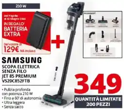 Comet SAMSUNG SCOPA ELETTRICA SENZA FILO JET 85 PREMIUM VS20C852FTB offerta
