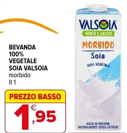 Iperal Bevanda 100% vegetale soia valsoia morbido offerta