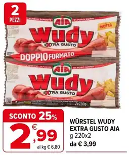 Iperal Würstel wudy extra gusto AIA offerta