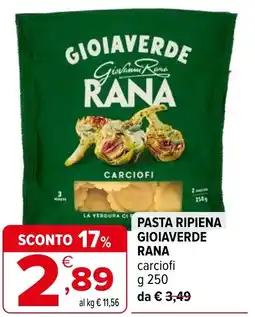 Iperal Pasta ripiena gioiaverde rana carciofi offerta