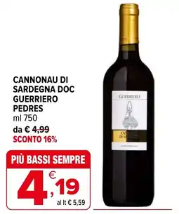Iperal Cannonau di sardegna doc guerriero pedres offerta