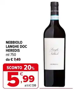 Iperal Nebbiolo langhe doc HEREDIS offerta