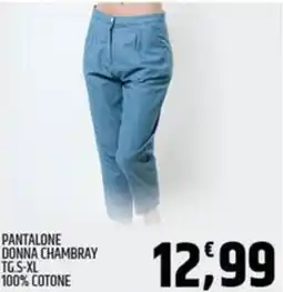 Ard Discount Pantalone donna chambray tg.S-XL 100% cotone offerta
