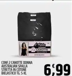Ard Discount Conf.2 canotte donna australian spalla stretta in cotone bielastico TG. S-XL offerta