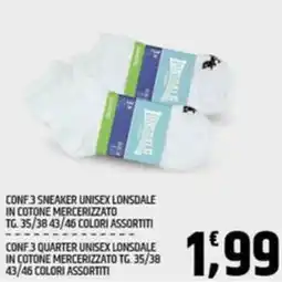 Ard Discount Conf 3 sneaker unisex lonsdale in cotone mercerizzato offerta