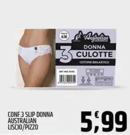Ard Discount Conf 3 slip donna australian liscio/pizzo offerta