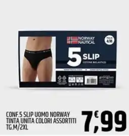 Ard Discount Conf.5 slip uomo norway tinta unita TG.M/2XL offerta