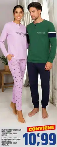 Ard Discount Pigiama donna sweet years 100% in cotone jersey MIS.S/XL offerta