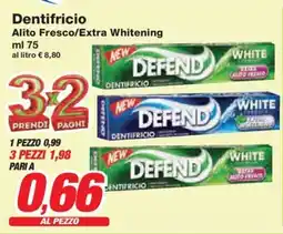 Prix Quality Defend dentifricio alito fresco/extra whitening offerta