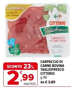 Iperal Carpaccio di carne bovina tagliofresco offerta