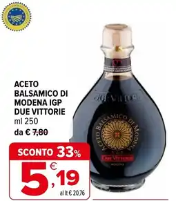 Iperal Aceto balsamico di modena igp DUE VITTORIE offerta