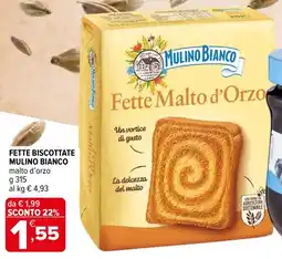 Iperal Fette biscottate mulino bianco malto d'orzo offerta