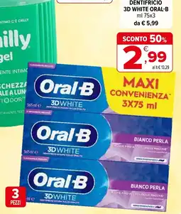 Iperal Dentifricio 3d white ORAL-B offerta