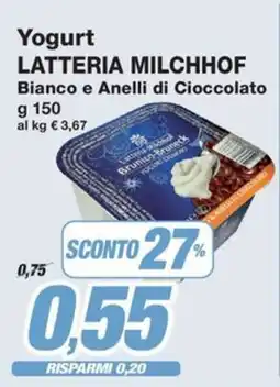 Prix Quality Yogurt LATTERIA MILCHHOF Bianco e Anelli di Cioccolato offerta