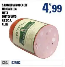 Adhoc Salumeria modenese mortadella metà sottovuoto offerta