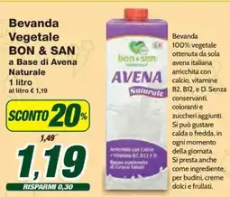 Prix Quality Bevanda Vegetale BON & SAN a Base di Avena Naturale offerta