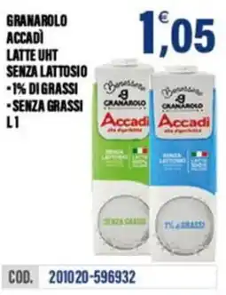 Adhoc Granarolo accadi latte uht senza lattosio, 1% di grassi, senza grassi offerta