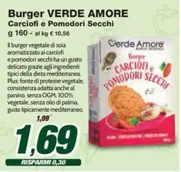 Prix Quality Burger VERDE AMORE Carciofi e Pomodori Secchi offerta