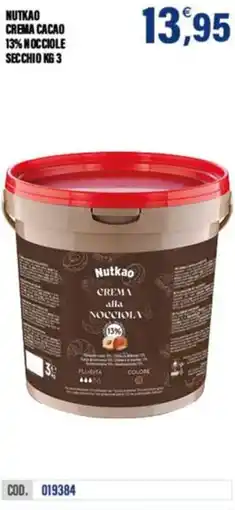 Adhoc Nutkao crema cacao 13% nocciole secchio offerta