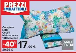 Carrefour Completo Letto Coveri Matrimoniale 100% Cotone offerta