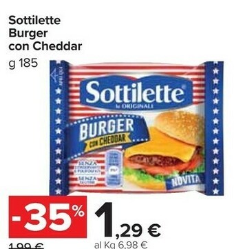 Sottilette burger con cheddar 185 g
