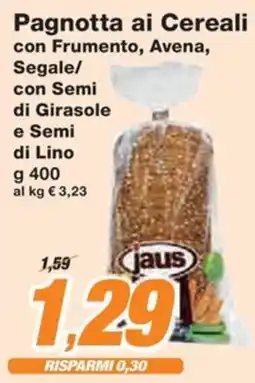 Prix Quality Pagnotta ai Cereali con Frumento, Avena, Segale/ con Semi di Girasole e Semi di Lino offerta