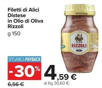 Carrefour Market Filetti di alici in olio di oliva offerta
