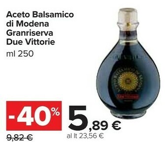 Carrefour Market Due vittorie - aceto balsamico di modena igp 250 g(ml) offerta