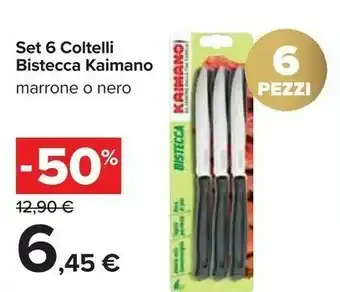 Carrefour Market Kaimano set 6 coltelli bistecca marrone/ nero offerta
