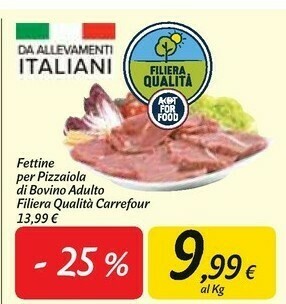 Carrefour Market Carrefour fettine per pizzaiola di bovino adulto filiera qualità offerta