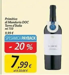 Carrefour Market Primitivo di manduria doc 750 ml offerta