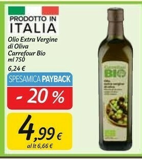 Carrefour Market Carrefour olio extra vergine di oliva bio offerta