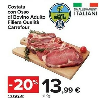 Carrefour Carrefour costata con osso di bovino adulto filiera qualità offerta