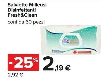 Carrefour Fresh&clean salviette milleusi disinfettanti offerta