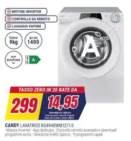 Trony CANDY LAVATRICE RO494DWM12/1-S offerta