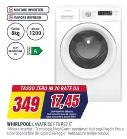 Trony WHIRLPOOL LAVATRICE FFS P87 IT offerta
