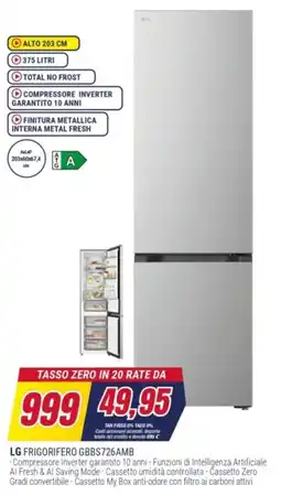Trony LG FRIGORIFERO GBBS726AMB offerta
