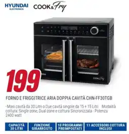 Trony HYUNDAI FORNO E FRIGGITRICE ARIA DOPPIA CAVITÀ CHN-FF30TGB offerta