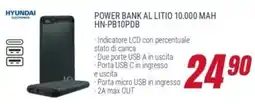 Trony HYUNDAI POWER BANK AL LITIO 10.000 MAH HN-PB10PDB offerta